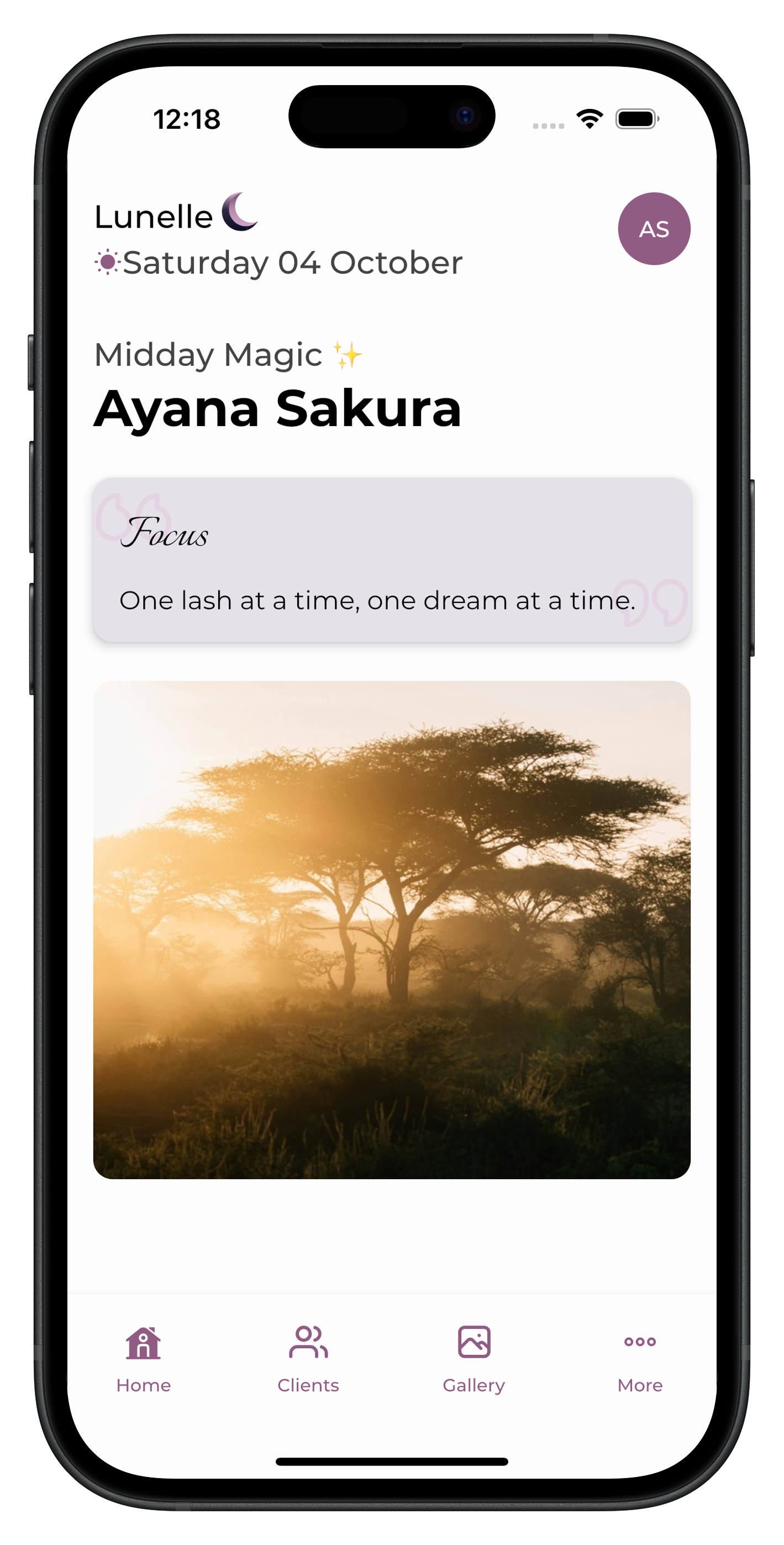 Lunelle App Home Screen
